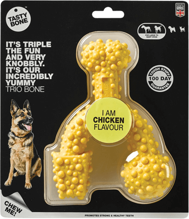 TastyBone Nylon Trio Bone Toy for Large Dogs, Chicken Flavor
