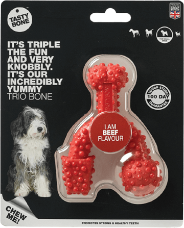 TastyBone Nylon Trio Bone Toy for Small Dogs, Beef Flavor