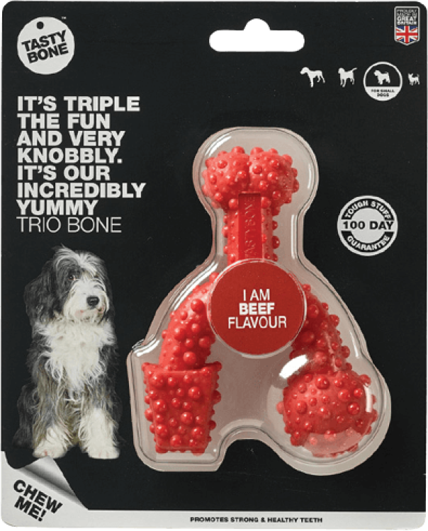 TastyBone Nylon Trio Bone Toy for Small Dogs, Beef Flavor