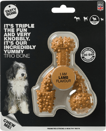 TastyBone Nylon Trio Bone Toy for Small Dogs, Lamb Flavor