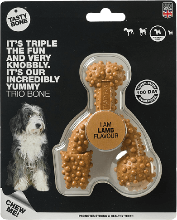 TastyBone Nylon Trio Bone Toy for Small Dogs, Lamb Flavor