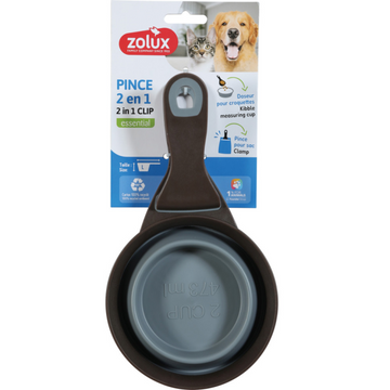 2-in-1 Silicone Measuring Cup with Food Bag Clip Grey, 473 ml