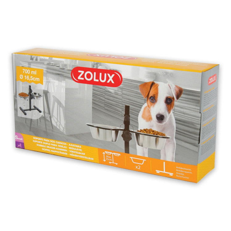 Adjustable Stand with Stainless Steel Dog Bowls 0.7 L