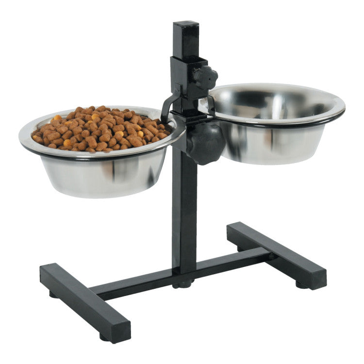 Adjustable Stand with Stainless Steel Dog Bowls 0.7 L