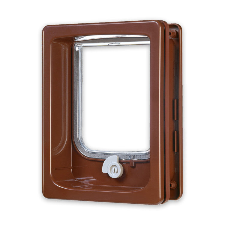 Cat-flap for Wooden Door with tunnel Brown