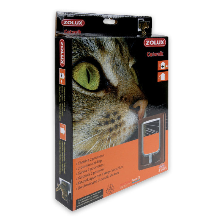 Cat-flap for Wooden Door, 2 Position Brown