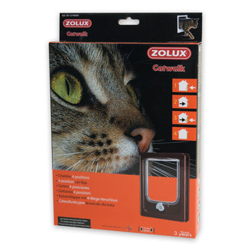 Cat-flap for Wooden Door, 4 Position Brown
