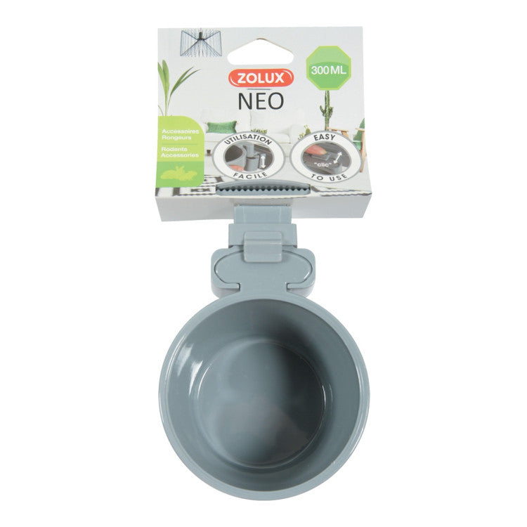 Neo Rodent Cage Plastic Feeder Grey, 300 ml
