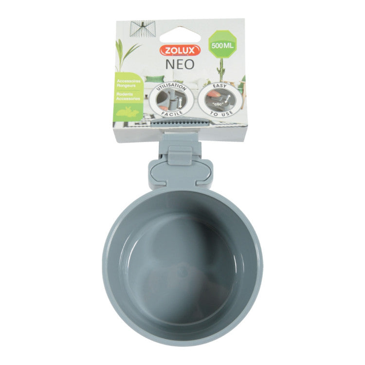 Neo Rodent Cage Plastic Feeder Grey, 500 ml