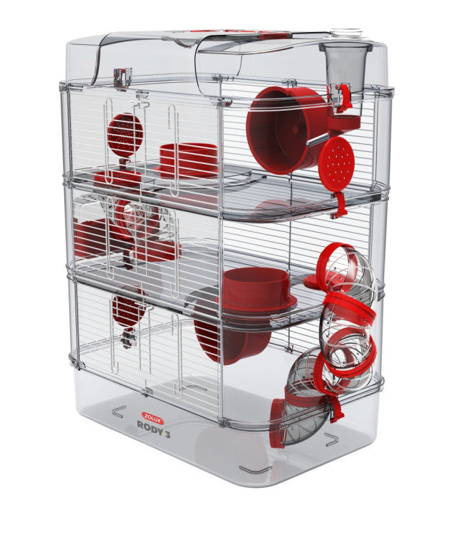 Rody 3 Trio Rodent Cage, Grenadine Red