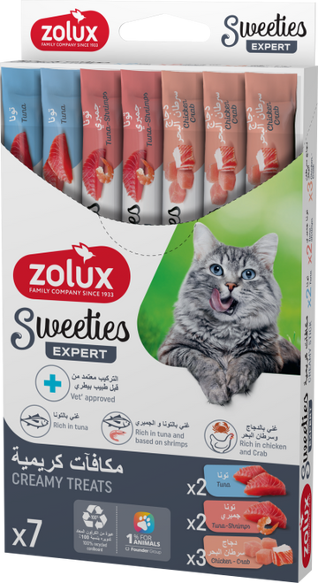 Sweeties Creamy Stick for Cats, Mixed of Tuna, Crabs & Shrimp, 7 pcs/box