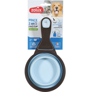 2-in-1 Silicone Measuring Cup with Food Bag Clip Blue, 473 ml