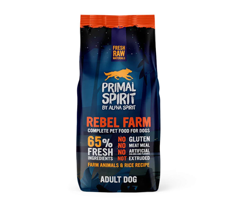 Alpha Spirit Primal 65% Rebel Farm Dog Food 12 kg