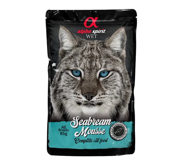 Alpha Spirit Seabream Mousse for Cats, 24 x 85 g Pouches