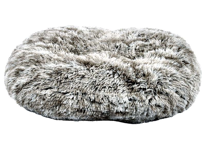 Oval Furry Cushion Bicolour Black 73 x 58 cm