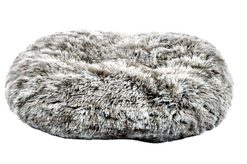 Oval Furry Cushion Bicolour Black 55 x 45 cm
