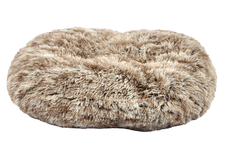 Oval Furry Cushion Grey 65 x 56 cm
