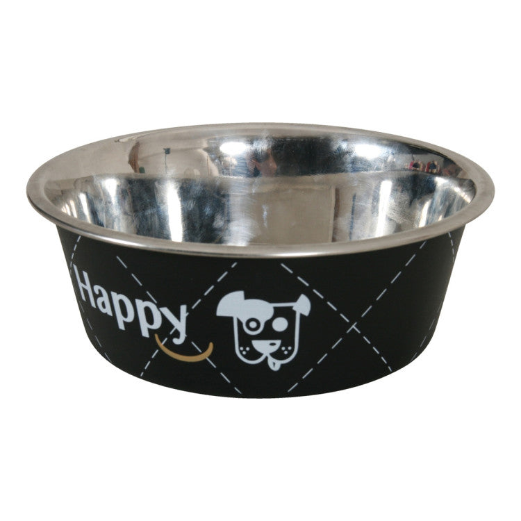 Happy Stainless Steel Dog Bowls Black