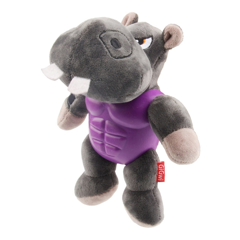 GiGwi Im Hero Armor Hippo TPR Plush with Squeaker Dog Toy