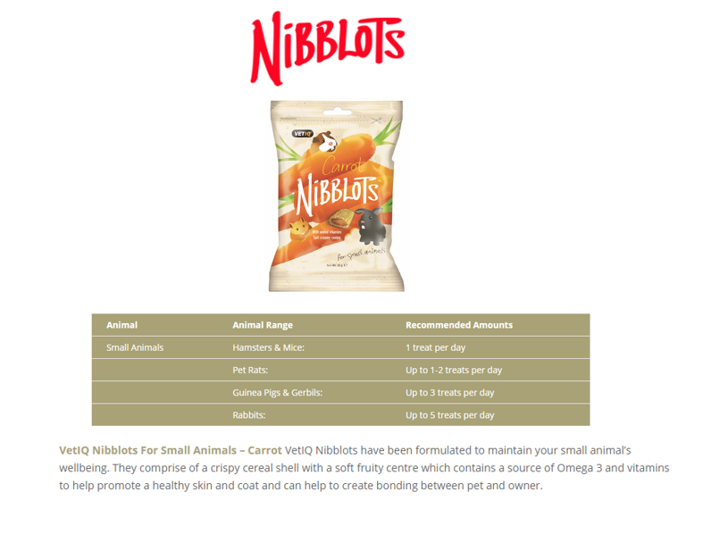VetiQ Nibblots Carrot Small Animal Treats 30g