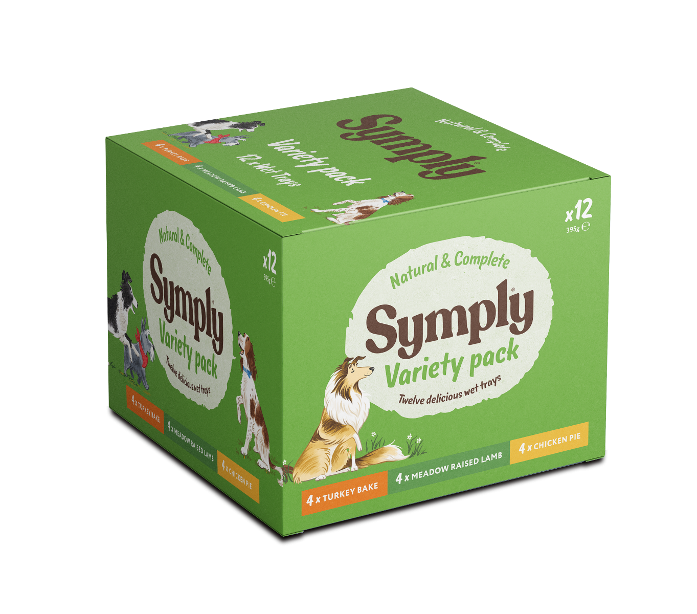 Symply Turkey Bake, Meadow Raised Lamb, Chicken Pie Variety Pack Wet Dog Food 12 x 395g