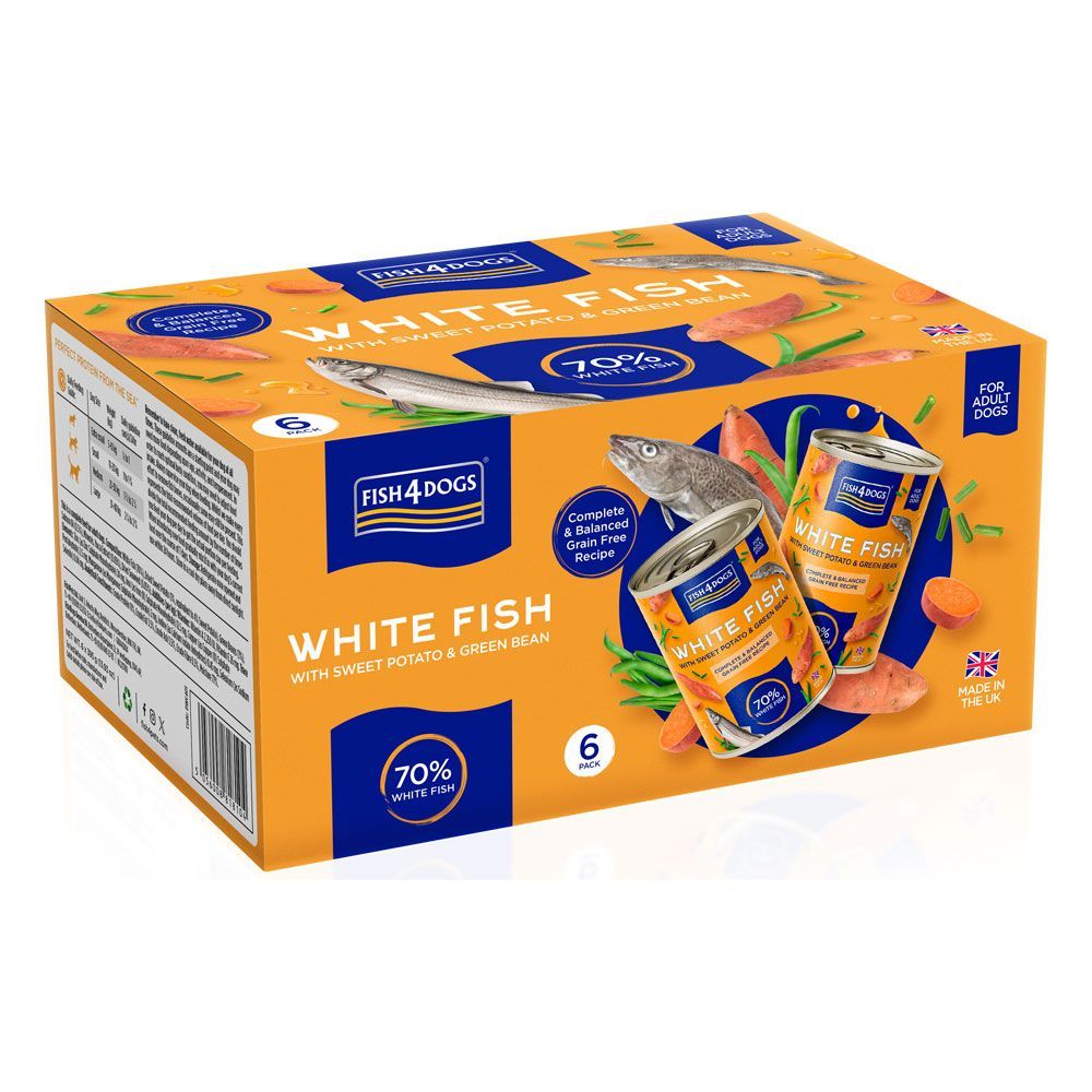 Fish4dogs Finest Complete White Fish with Sweet Potato & Green Bean Wet Dog Food 395g